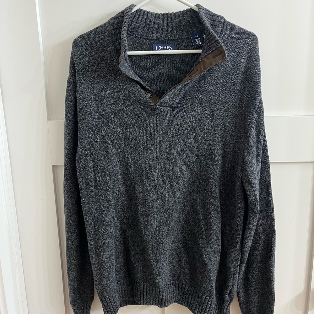 Chaps Men's Charcoal Zip Up Sweater